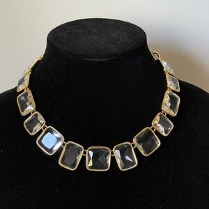 J.Crew clear faceted crystal, gold plated statement necklace
